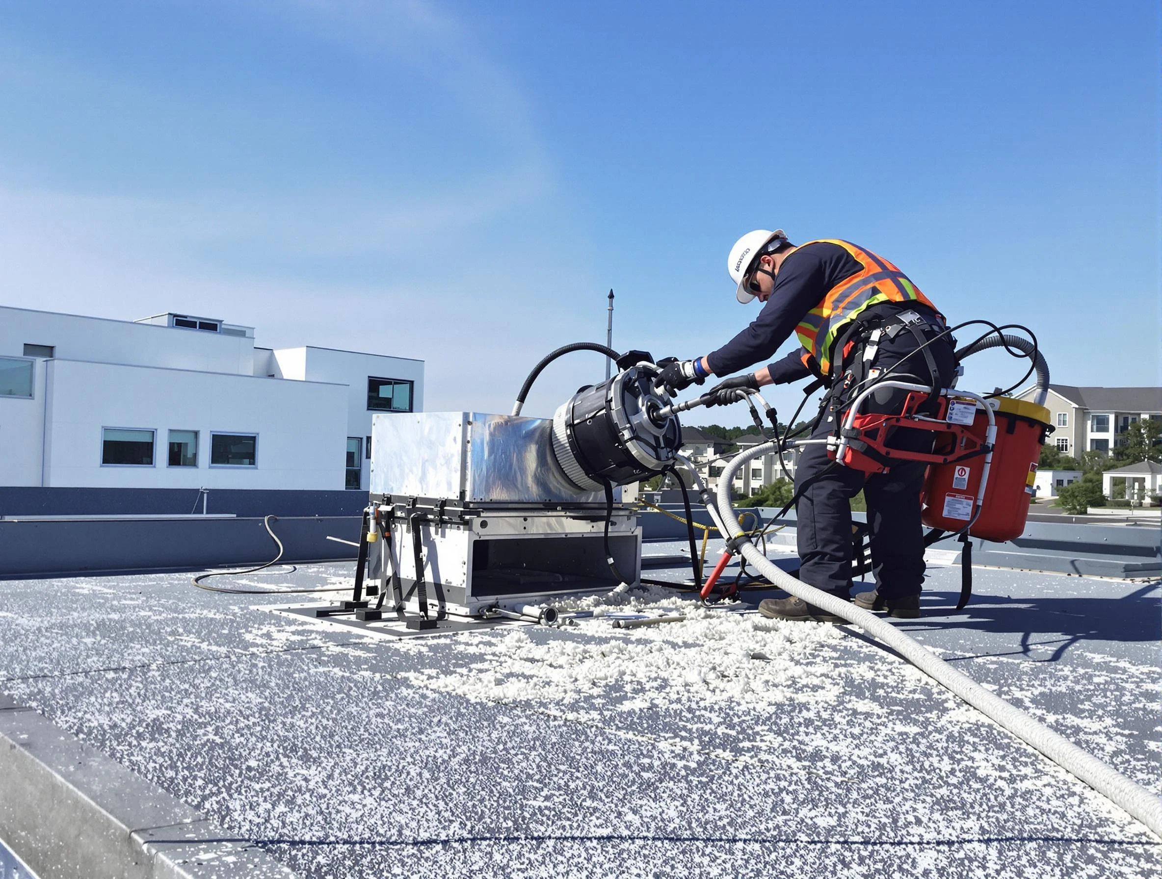 Cleaning Dryer Vent On Roof in Stoughton