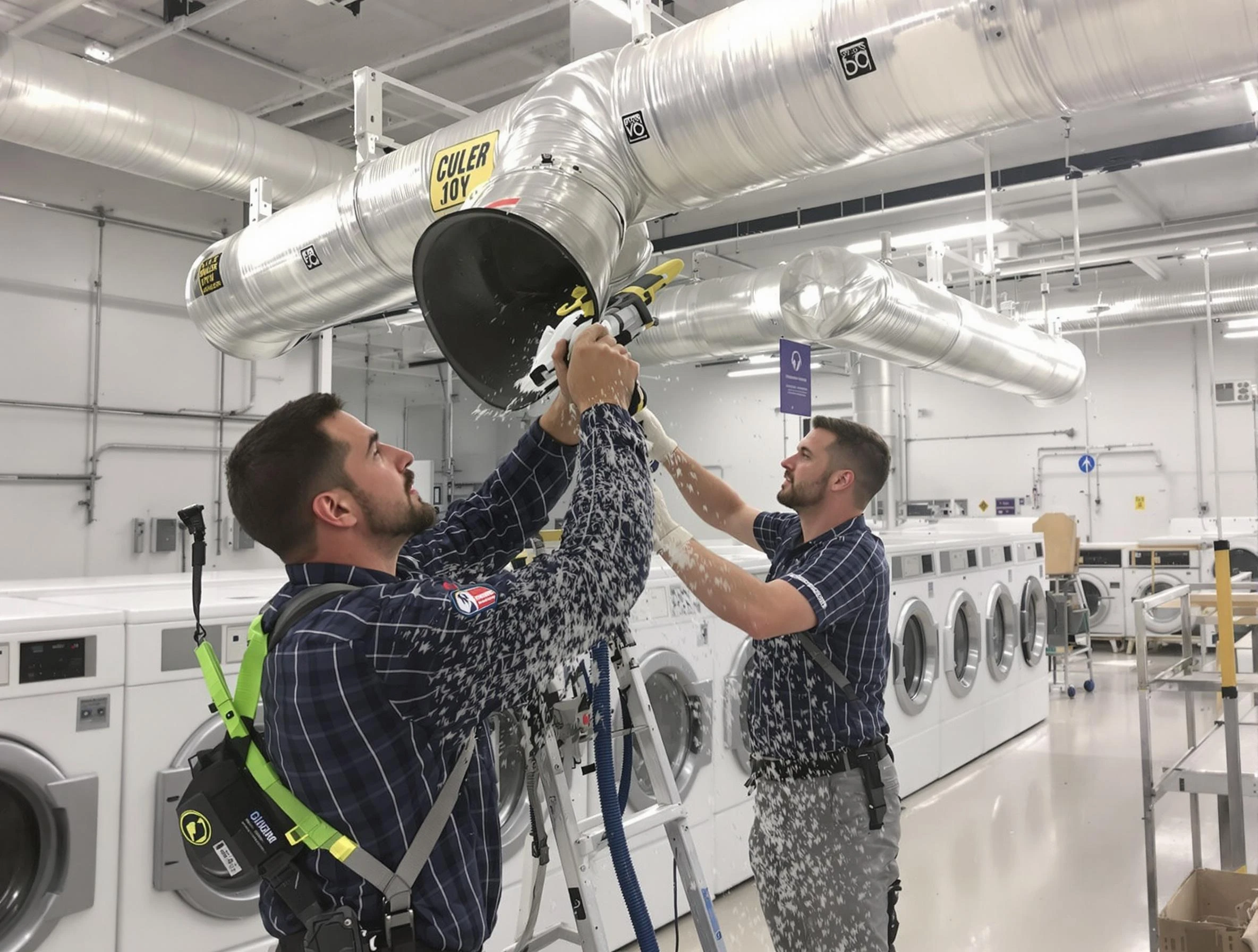 Stoughton Dryer Vent Cleaning team performing large-scale commercial dryer vent cleaning in Stoughton